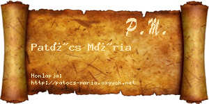 Patócs Mária névjegykártya
