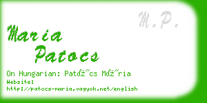 maria patocs business card